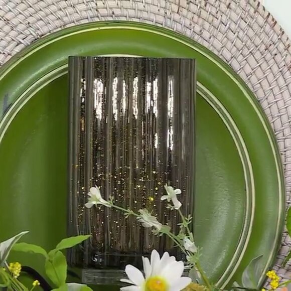 NEW 7.875"TALL Illuminated Mercury Glass Hurricane by Valerie PARR HILL SILVER - Picture 1 of 4